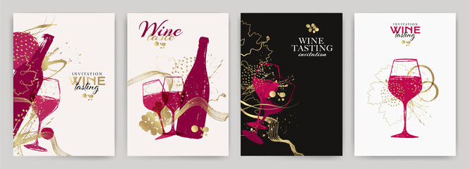 168 / 5000.Resultats de traducció.set of wine designs with illustration of wine glass and ornamental shapes - 444704302