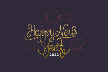 Happy New Year 2022 text lettering. Vector illustration for New Year celebration
