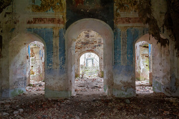 interior of an old abandoned temple