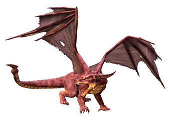 3D Rendering Fairy Tale Dragon on White