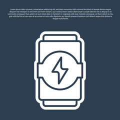 Blue line Energy drink icon isolated on blue background. Vector