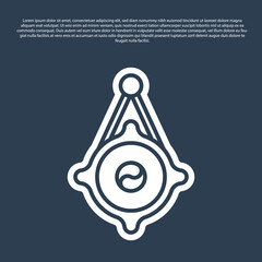 Blue line Korean paper lantern icon isolated on blue background. Vector