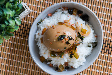 shoyu tamago or soy sauce soft boiled egg are staple food of Japanese people
