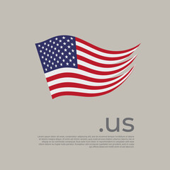 USA flag. Vector stylized us national poster design on light background. Wavy american flag painted abstract brush strokes with us domain, place for text. State patriotic banner united states