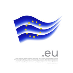 European union flag. Colored stripes of the EU flag on a white background. Vector stylized poster, banner, cover design with eu domain, place for text