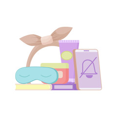 Daily facial night care. Face cosmetics. Cleansing, moisturizing, treating. Spa and beauty set