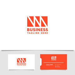 Simple and minimalist negative space letter M logo with business card