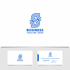 Simple and minimalist lines letter S logo with business card template