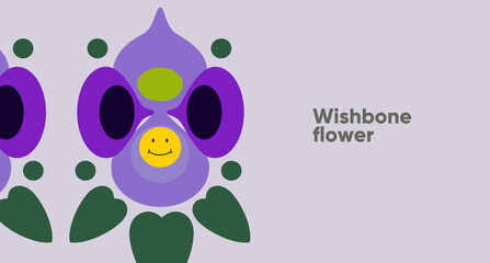 Wishbone . Flower. Simple vector illustration. Funny plant. Background image for banner, greeting card, invitation, decoration.