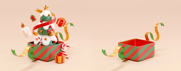 3d Xmas tree in an unboxed gift