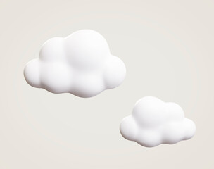 3d white fluffy clouds - obrazy, fototapety, plakaty