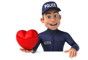 Fun 3D illustration of a cartoon Police Officer