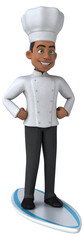 Fun 3D cartoon chef surfing