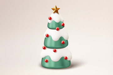3d decorated Christmas tree