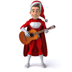 Fun 3D illustration of a fun super santa claus
