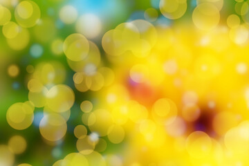 Colored defocused background with glowing bokeh. Summer background.