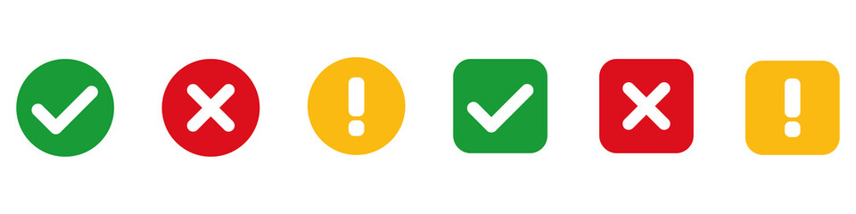 Check mark and x set icon. Simple web buttons. Checkmarks and x or confirm. Round checkmark. - obrazy, fototapety, plakaty