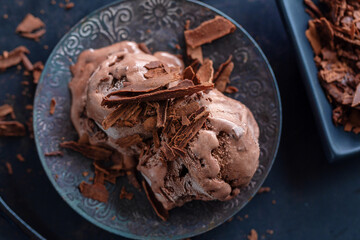 Dark chocolate ice cream with chocolate chunks