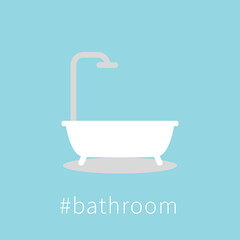 Bathtub with shower line icon.