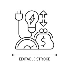 Energy efficiency program linear icon. Policy for purchasing electrical power. Energy purchase. Thin line customizable illustration. Contour symbol. Vector isolated outline drawing. Editable stroke