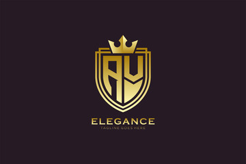 initial AV elegant luxury monogram logo or badge template with scrolls and royal crown - perfect for luxurious branding projects - obrazy, fototapety, plakaty