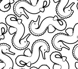 SeaHorse pattern seamless. Sea Horse vector background. Sea animal ornament