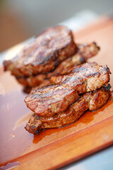 Grilled beef steaks with spices. High quality photo