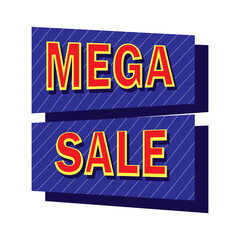 Mega sale tag, colorful sale banner, vector illustration. 