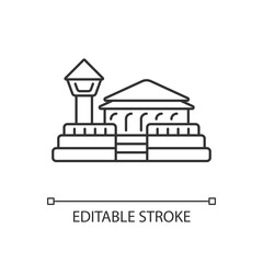 Fort Zeelandia linear icon. Asian ethnic heritage. Oriental architecture. Thin line customizable illustration. Contour symbol. Vector isolated outline drawing. Editable stroke