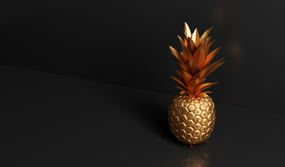 Gold pineapple decoration on black