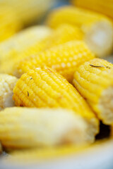 Grilled corn with sauce. Macro photography. High quality photo