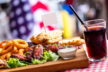 Grilled snack plate served in american restaurant