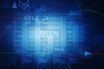 2d rendering Stock market online business concept. business Graph 
