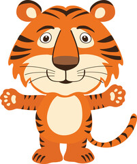 tiger, colored, stylized, line, vector, illustration, 2022