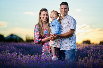 Happy family in the lavender field