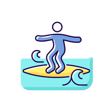surfer riding yellow surfboard on waves clip art preview