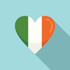 Ireland heart icon flat vector. Irish flag