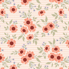 Orange Flowers with Stripes Pattern