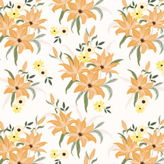 Orange Wild Flower Garden Pattern