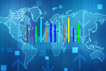 2d rendering Stock market online business concept. business Graph 
