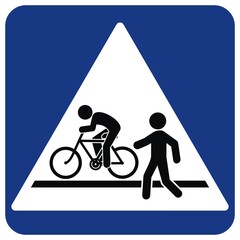 crossing for pedestrians and cyclists, road sign, vector icon