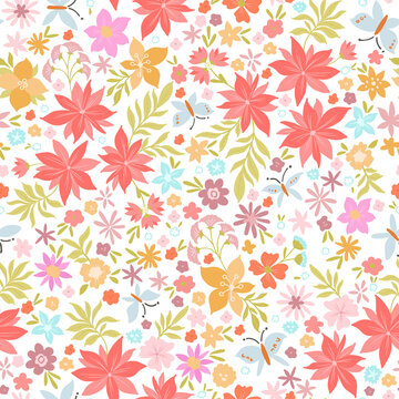 Pretty Pink Florals and Butterfly Pattern