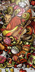 Spain hand drawn doodle banner. Cartoon vector detailed flyer.