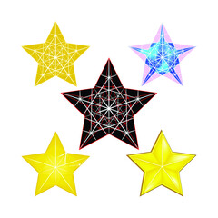 Yellow five rating stars customer product rating review. Ranking decor symbol. Vector illustration. EPS 10