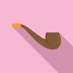 Smoking pipe icon flat vector. Smoke tobacco pipe
