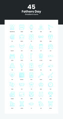 Fathers Day Celebration and Party Icon Set - Fathers Day Elements and Celebration Vector and Icons Set in Gradient Outline