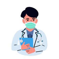 Fototapeta premium Man doctor wearing a flu mask