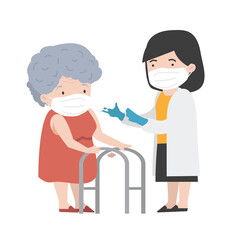 doctor makes Old people a coronavirus vaccine
