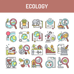 Ecology line icons set. Isolated vector element.