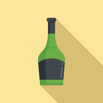recommend clip art: Wine bottle icon flat vector. Glass bottle vine label